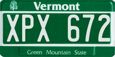 VT license plate XPX672