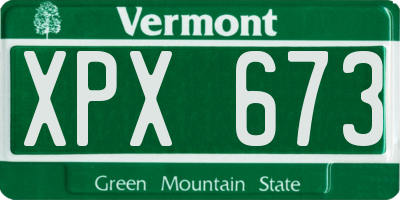 VT license plate XPX673