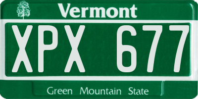 VT license plate XPX677