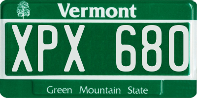 VT license plate XPX680