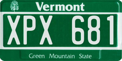 VT license plate XPX681
