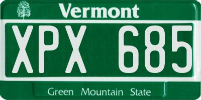 VT license plate XPX685