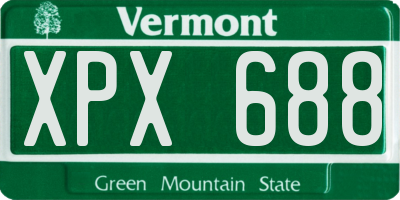VT license plate XPX688