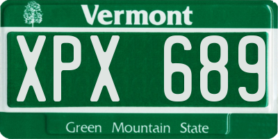 VT license plate XPX689