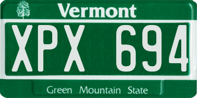 VT license plate XPX694