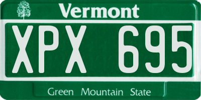 VT license plate XPX695