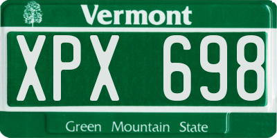 VT license plate XPX698