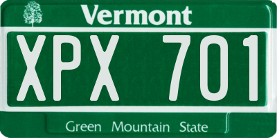 VT license plate XPX701