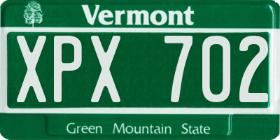 VT license plate XPX702