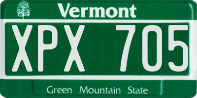 VT license plate XPX705