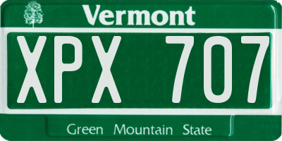 VT license plate XPX707