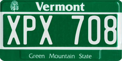 VT license plate XPX708