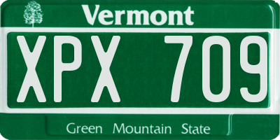 VT license plate XPX709
