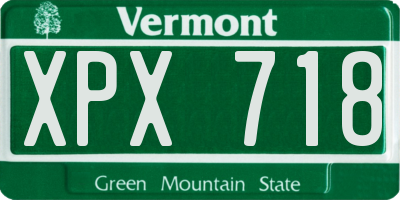VT license plate XPX718