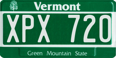 VT license plate XPX720
