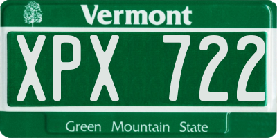VT license plate XPX722