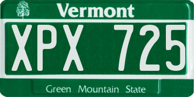 VT license plate XPX725