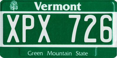 VT license plate XPX726
