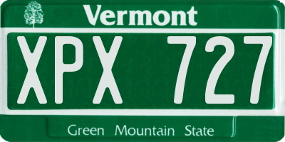 VT license plate XPX727