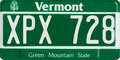 VT license plate XPX728