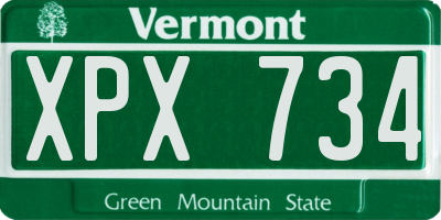 VT license plate XPX734