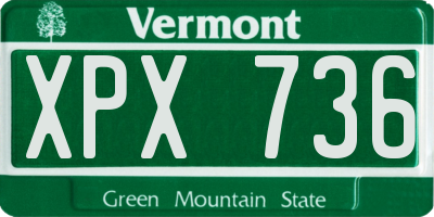 VT license plate XPX736