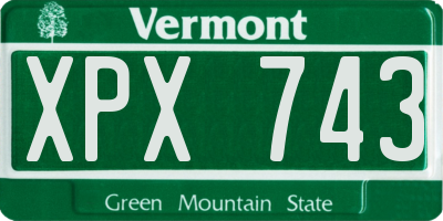 VT license plate XPX743