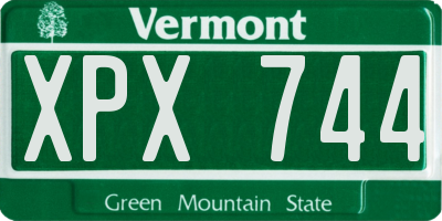 VT license plate XPX744