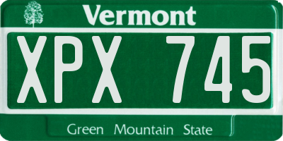 VT license plate XPX745