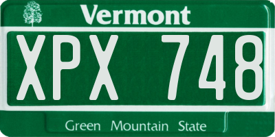 VT license plate XPX748