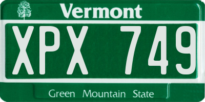 VT license plate XPX749
