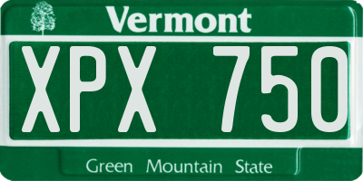 VT license plate XPX750