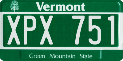 VT license plate XPX751