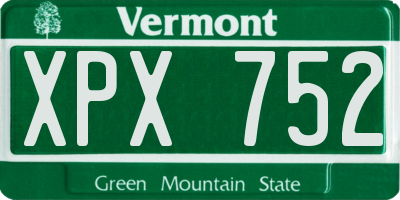 VT license plate XPX752