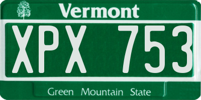 VT license plate XPX753