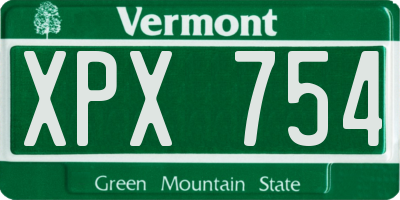 VT license plate XPX754