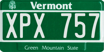 VT license plate XPX757