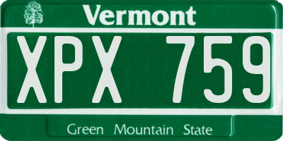 VT license plate XPX759