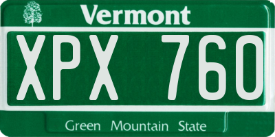 VT license plate XPX760