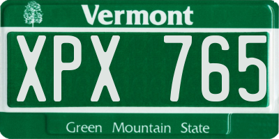 VT license plate XPX765