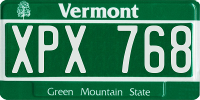 VT license plate XPX768