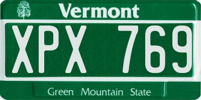 VT license plate XPX769