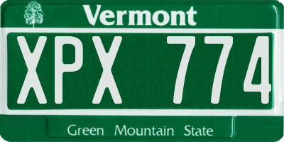VT license plate XPX774