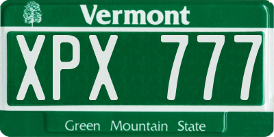 VT license plate XPX777