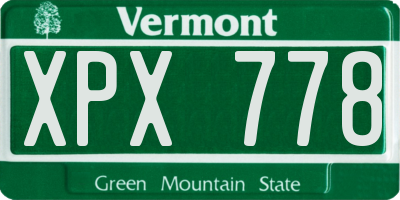 VT license plate XPX778