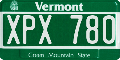 VT license plate XPX780