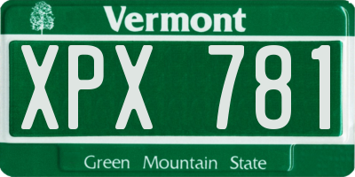 VT license plate XPX781