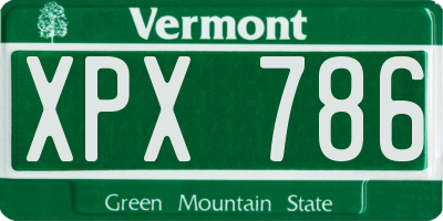 VT license plate XPX786