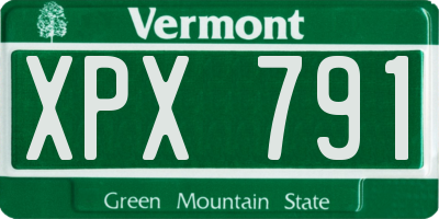 VT license plate XPX791
