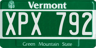 VT license plate XPX792
